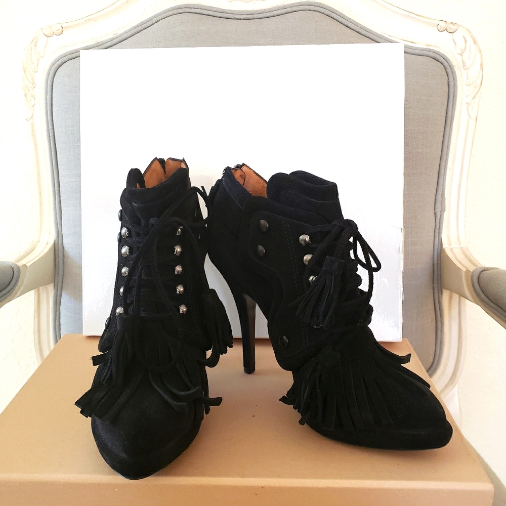 givenchy black suede tassel oxford booties